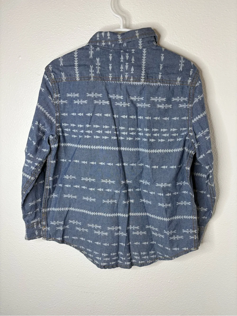 Boys Cherokee Blue Aztec-Pattern Long Sleeve Button Shirt
